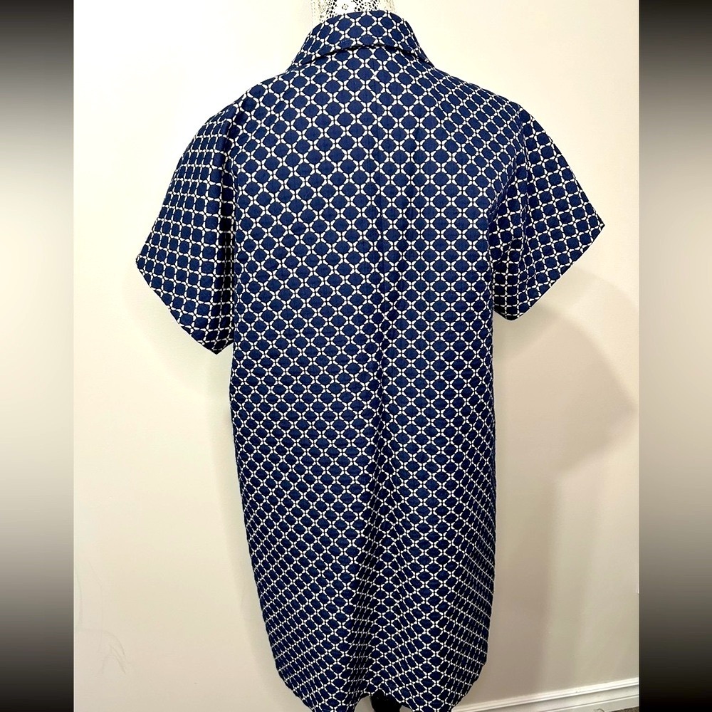 Liz Claiborne navy and white large geometric print ss jacket with pockets - Picture 4 of 10